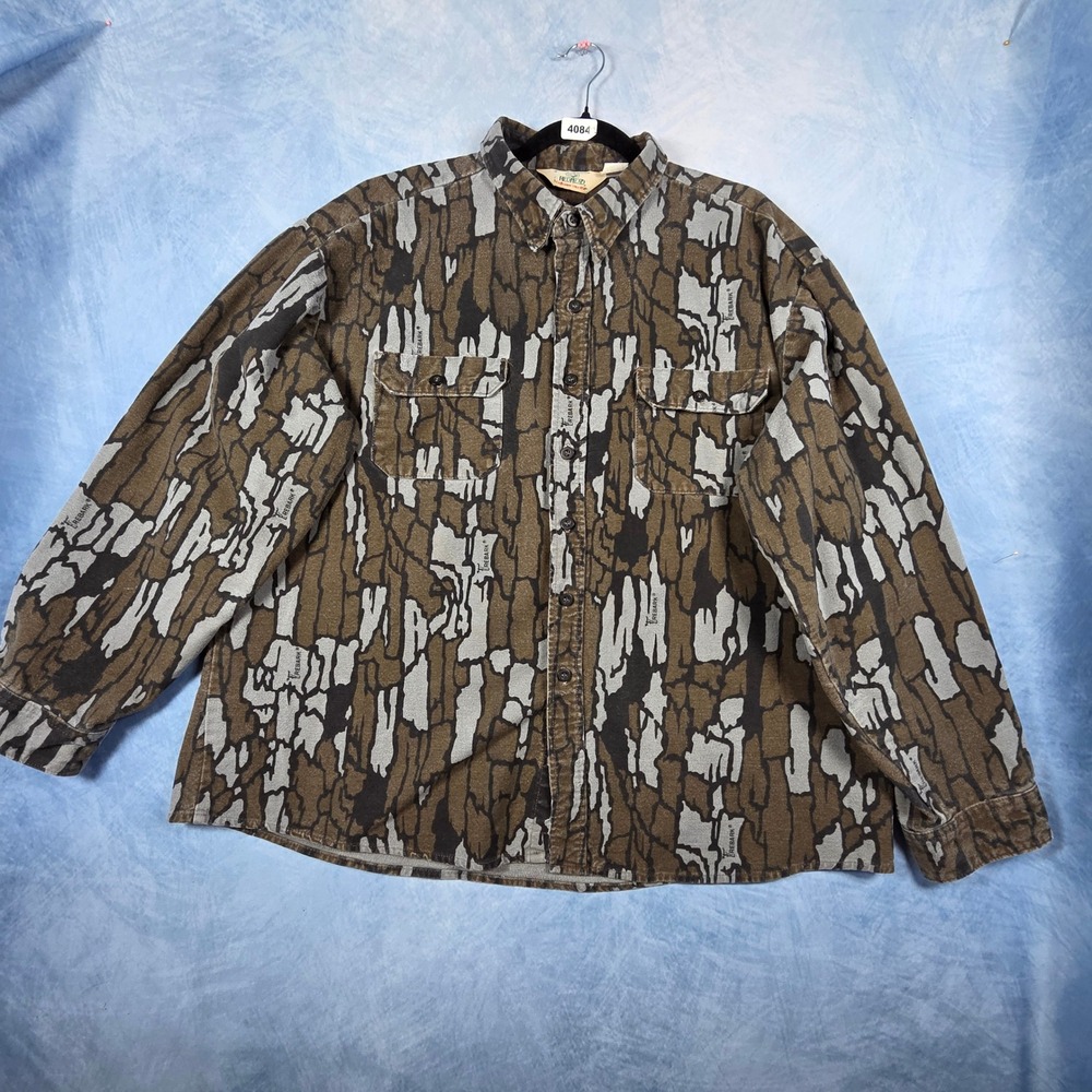 Vintage RedHead Trebark Camo Flannel Shirt Mens XL Made in USA Hunting Brown